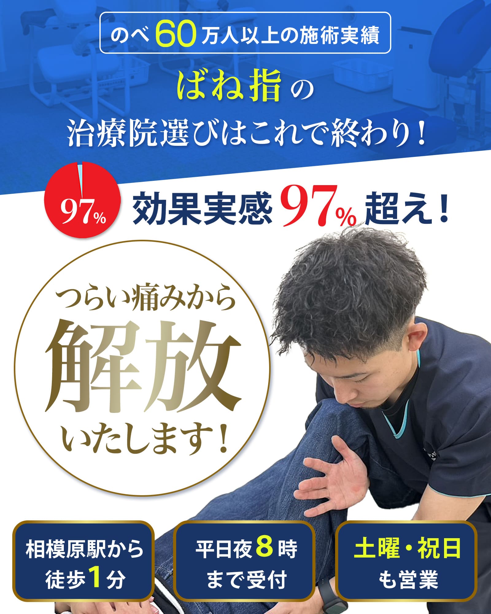 ばね指のツライ痛みから解放いたします！